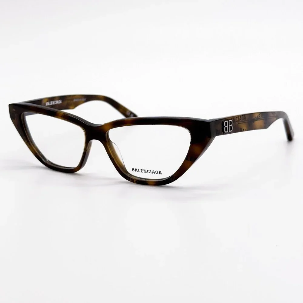NEW BALENCIAGA EYEGLASSES BB0128O 005 CAT EYE DARK HAVANA WOMEN EYEWEAR BALENCIA